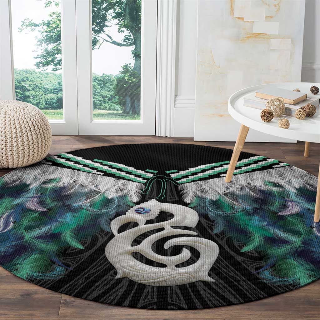Aotearoa Korowai Motif Round Carpet Hei Manaia Poutama Maori Pattern LT14 - Polynesian Pride