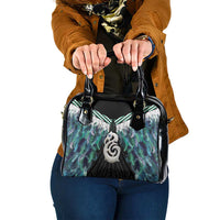 Aotearoa Korowai Motif Shoulder Handbag Hei Manaia Poutama Maori Pattern LT14 One Size Turquoise - Polynesian Pride