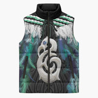 Aotearoa Korowai Motif Sleeveless Puffer Jacket Hei Manaia Poutama Maori Pattern LT14 Unisex Turquoise - Polynesian Pride
