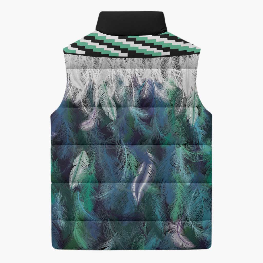 Aotearoa Korowai Motif Sleeveless Puffer Jacket Hei Manaia Poutama Maori Pattern LT14 - Polynesian Pride