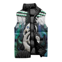 Aotearoa Korowai Motif Sleeveless Puffer Jacket Hei Manaia Poutama Maori Pattern LT14 - Polynesian Pride