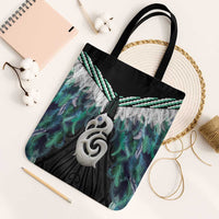 Aotearoa Korowai Motif Tote Bag Hei Manaia Poutama Maori Pattern LT14 Black Strap One Size Turquoise - Polynesian Pride