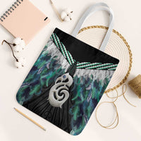 Aotearoa Korowai Motif Tote Bag Hei Manaia Poutama Maori Pattern LT14 White Strap One Size Turquoise - Polynesian Pride
