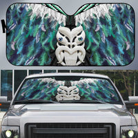 Aotearoa Korowai Motif Auto Sun Shade Maori Wheku Poutama LT14 Turquoise - Polynesian Pride