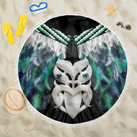Aotearoa Korowai Motif Beach Blanket Maori Wheku Poutama LT14 One Size 150cm Turquoise - Polynesian Pride