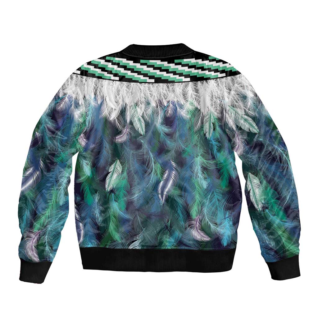 Aotearoa Korowai Motif Bomber Jacket Maori Wheku Poutama LT14 - Polynesian Pride