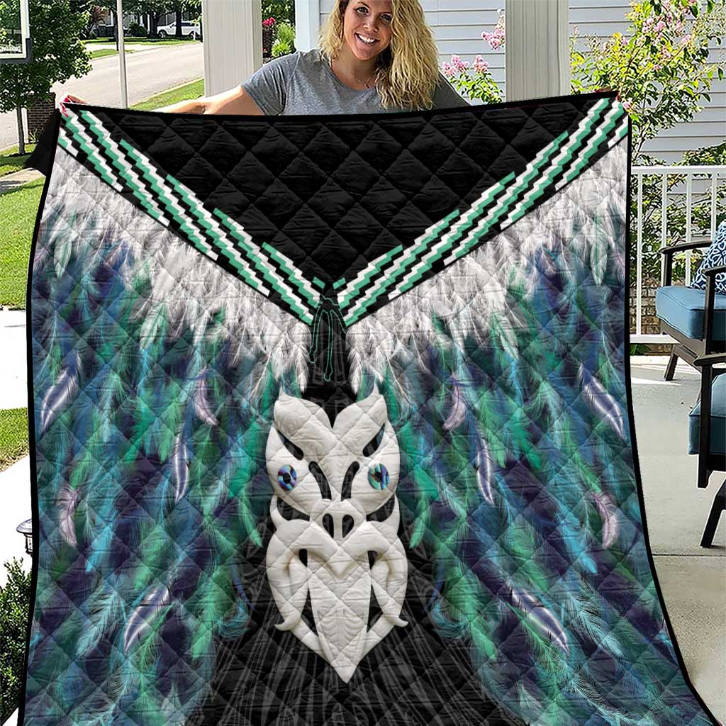 Aotearoa Korowai Motif Quilt Maori Wheku Poutama LT14 Turquoise - Polynesian Pride