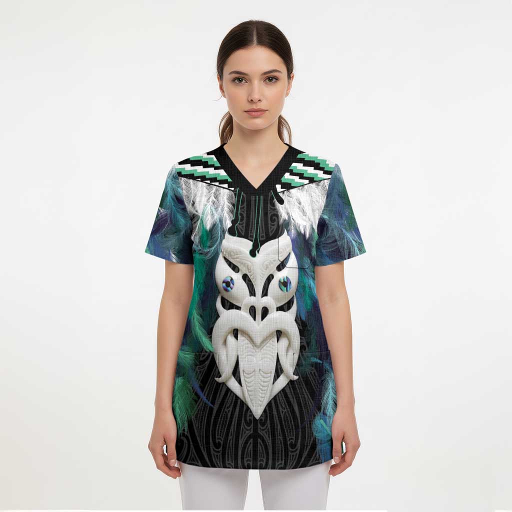 Aotearoa Korowai Motif Scrub Top Maori Wheku Poutama LT14 - Polynesian Pride