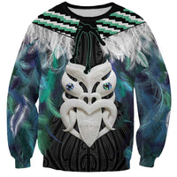 Aotearoa Korowai Motif Sweatshirt Maori Wheku Poutama LT14 Unisex Turquoise - Polynesian Pride