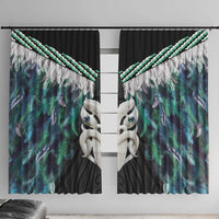 Aotearoa Korowai Motif Window Curtain Maori Wheku Poutama LT14 With Hooks Turquoise - Polynesian Pride