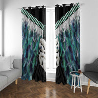 Aotearoa Korowai Motif Window Curtain Maori Wheku Poutama LT14 With Grommets Turquoise - Polynesian Pride