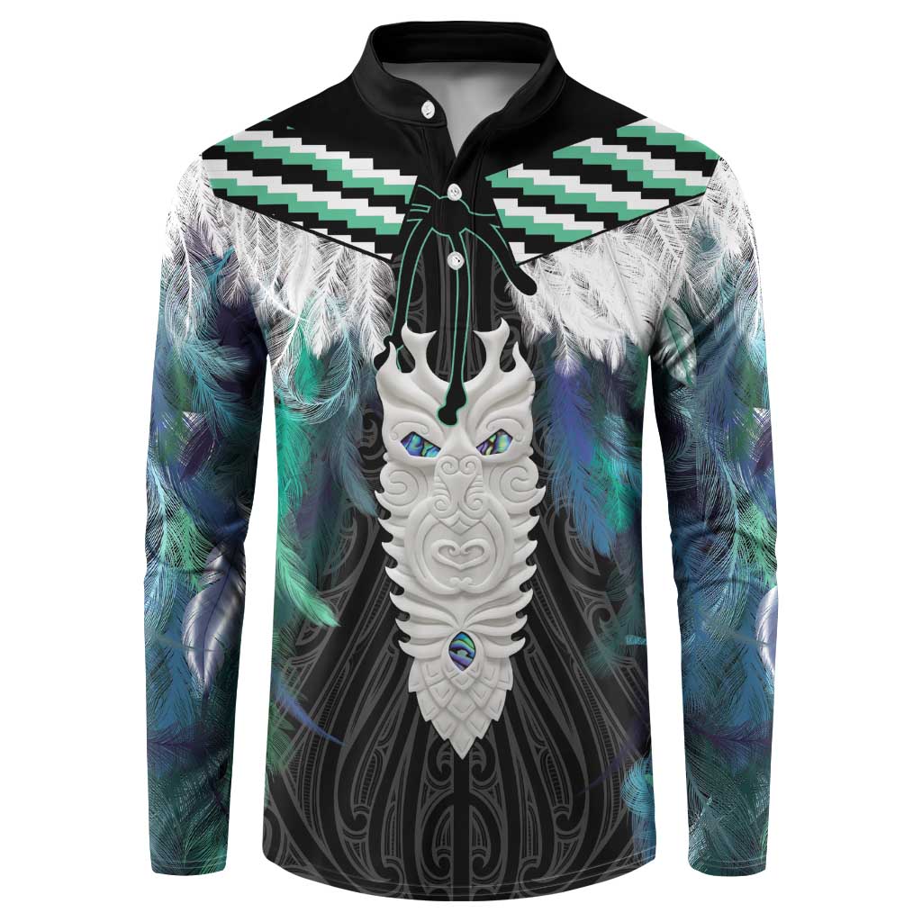 Aotearoa Korowai Motif Button Sweatshirt Maori Tane Poutama LT14 Turquoise - Polynesian Pride