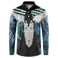 Aotearoa Korowai Motif Button Sweatshirt Maori Tane Poutama LT14 Turquoise - Polynesian Pride