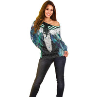 Aotearoa Korowai Motif Off Shoulder Sweater Maori Tane Poutama LT14 - Polynesian Pride