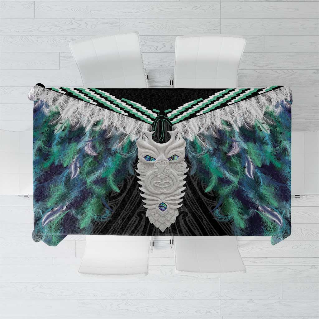 Aotearoa Korowai Motif Tablecloth Maori Tane Poutama LT14 Turquoise - Polynesian Pride