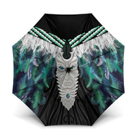 Aotearoa Korowai Motif Umbrella Maori Tane Poutama LT14 One Size Folded 11.42 inch Opened Diameter 37.4 inch Turquoise - Polynesian Pride