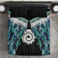 Aotearoa Korowai Motif Bedding Set Maori Koru Poutama LT14 Turquoise - Polynesian Pride