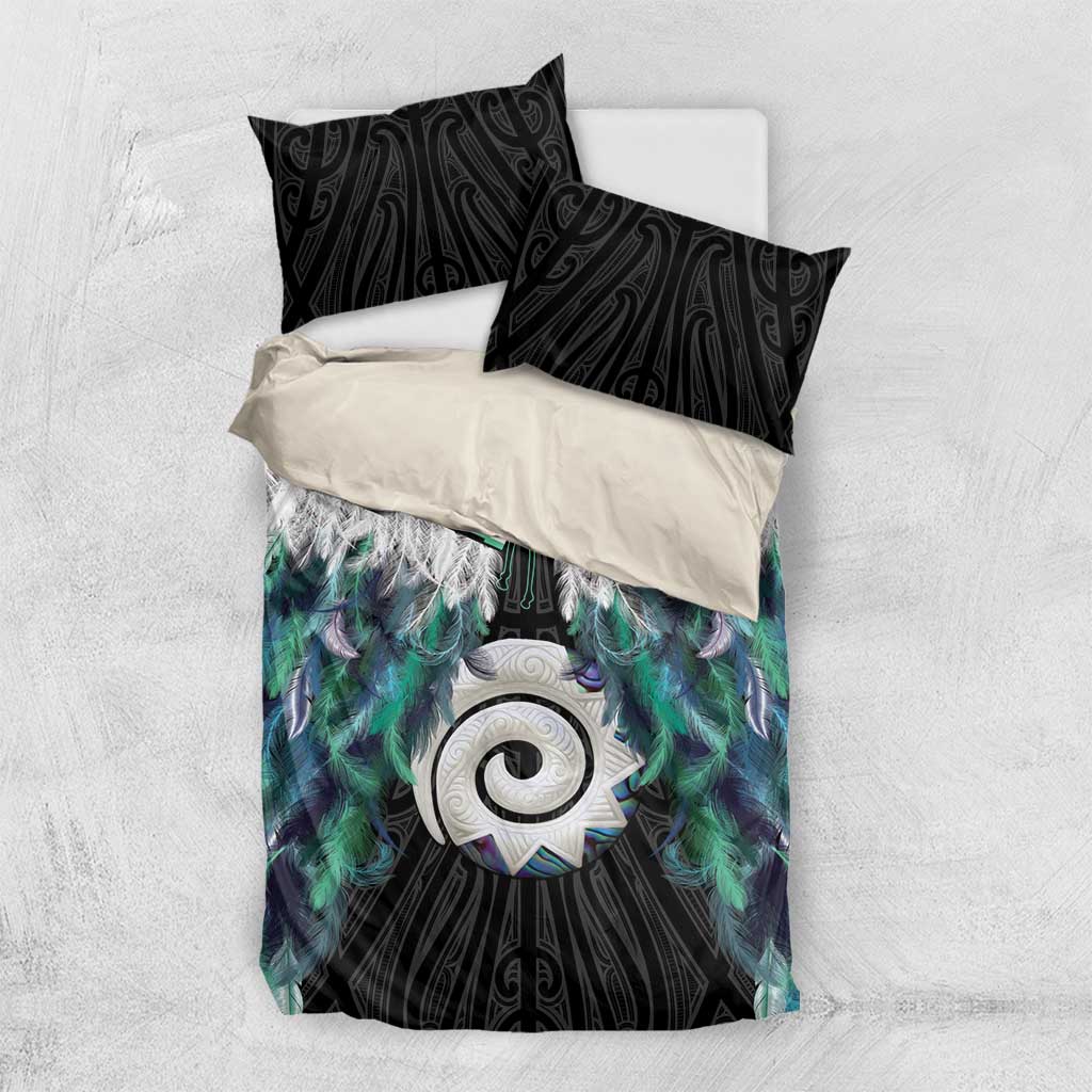 Aotearoa Korowai Motif Bedding Set Maori Koru Poutama LT14 US Twin 172cm x 218cm Turquoise - Polynesian Pride