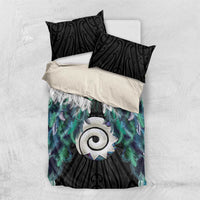 Aotearoa Korowai Motif Bedding Set Maori Koru Poutama LT14 US Twin 172cm x 218cm Turquoise - Polynesian Pride