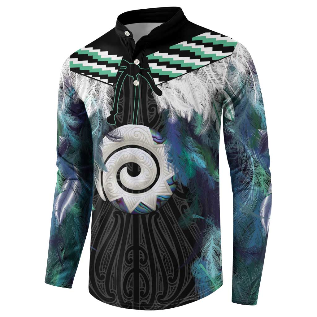Aotearoa Korowai Motif Button Sweatshirt Maori Koru Poutama LT14 - Polynesian Pride