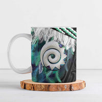 Aotearoa Korowai Motif Ceramic Mug Maori Koru Poutama LT14 Turquoise - Polynesian Pride