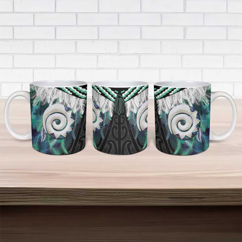 Aotearoa Korowai Motif Ceramic Mug Maori Koru Poutama LT14 - Polynesian Pride
