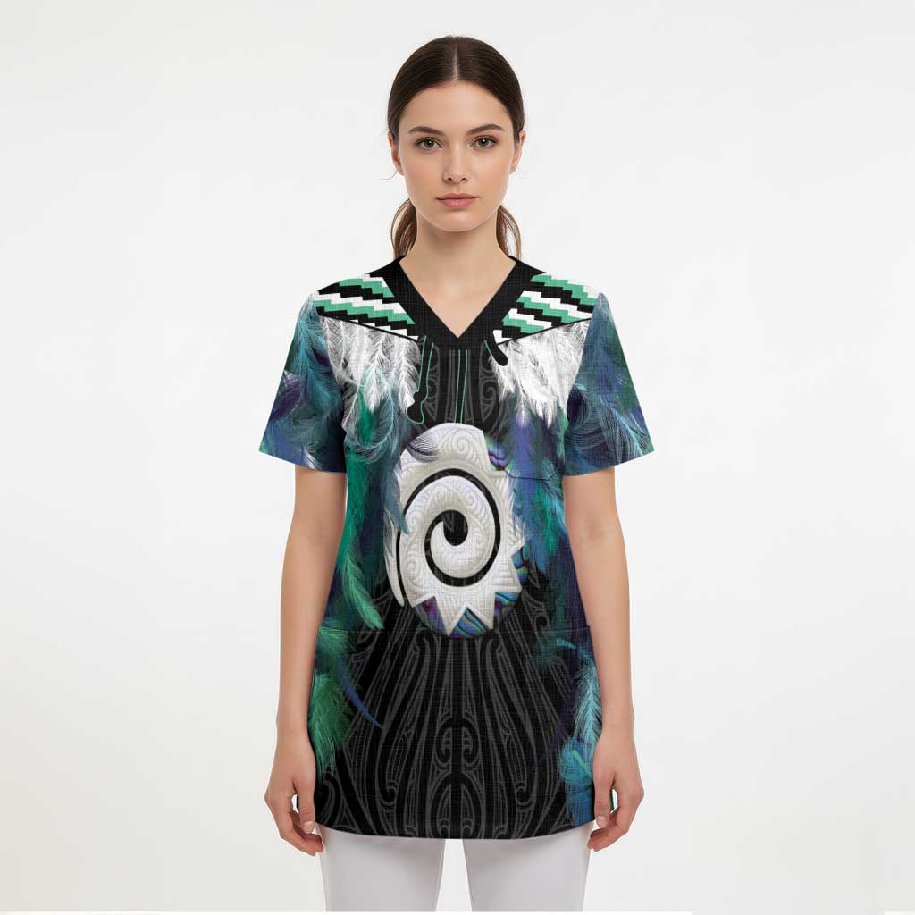 Aotearoa Korowai Motif Scrub Top Maori Koru Poutama LT14 - Polynesian Pride