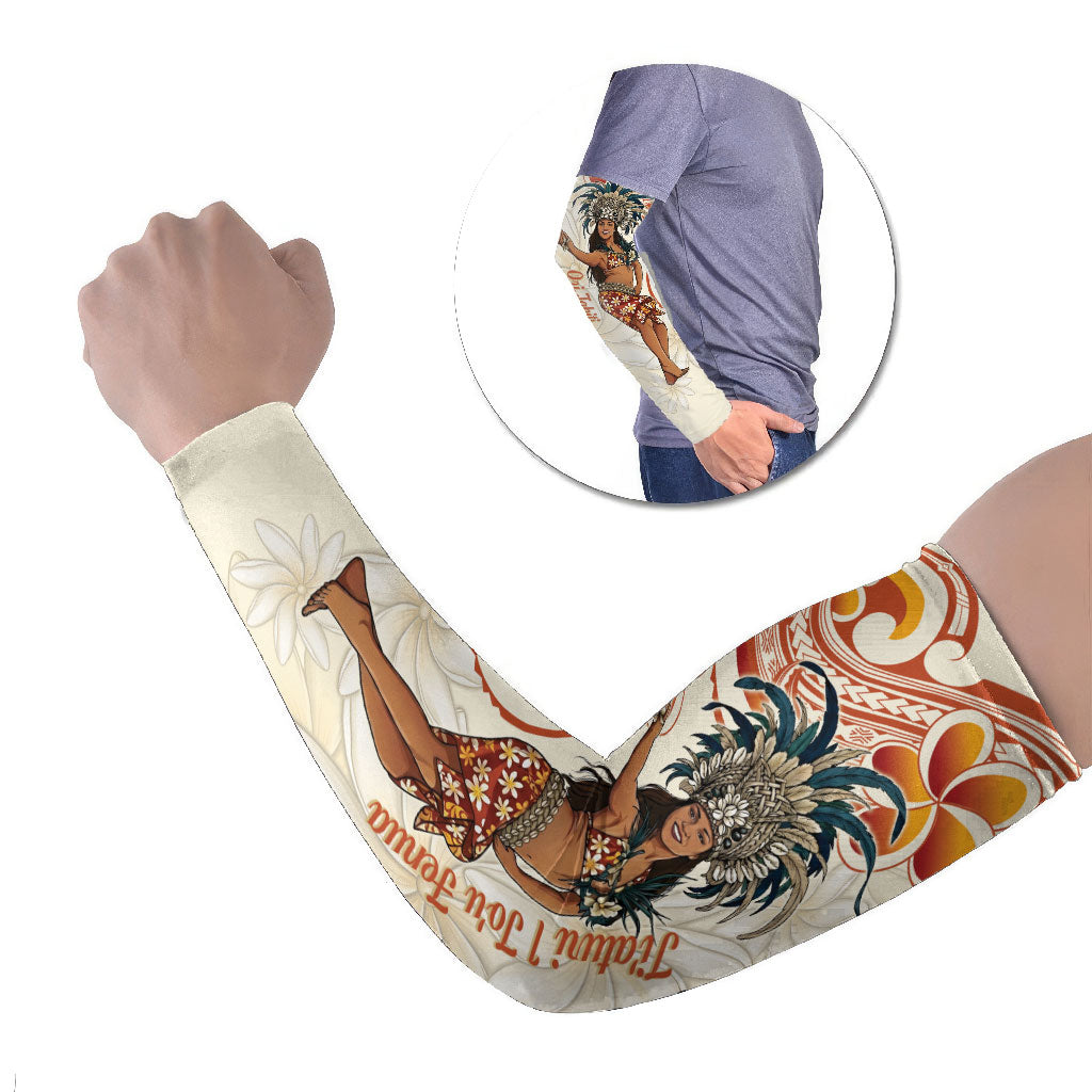 Heiva i Tahiti Arm Sleeves Ori Tahitian Dance Tiare Maori LT14 Set of 2 Beige - Polynesian Pride