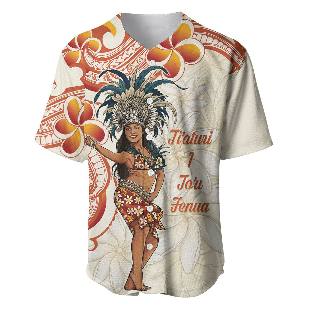 Heiva i Tahiti Baseball Jersey Ori Tahitian Dance Tiare Maori LT14 Beige - Polynesian Pride