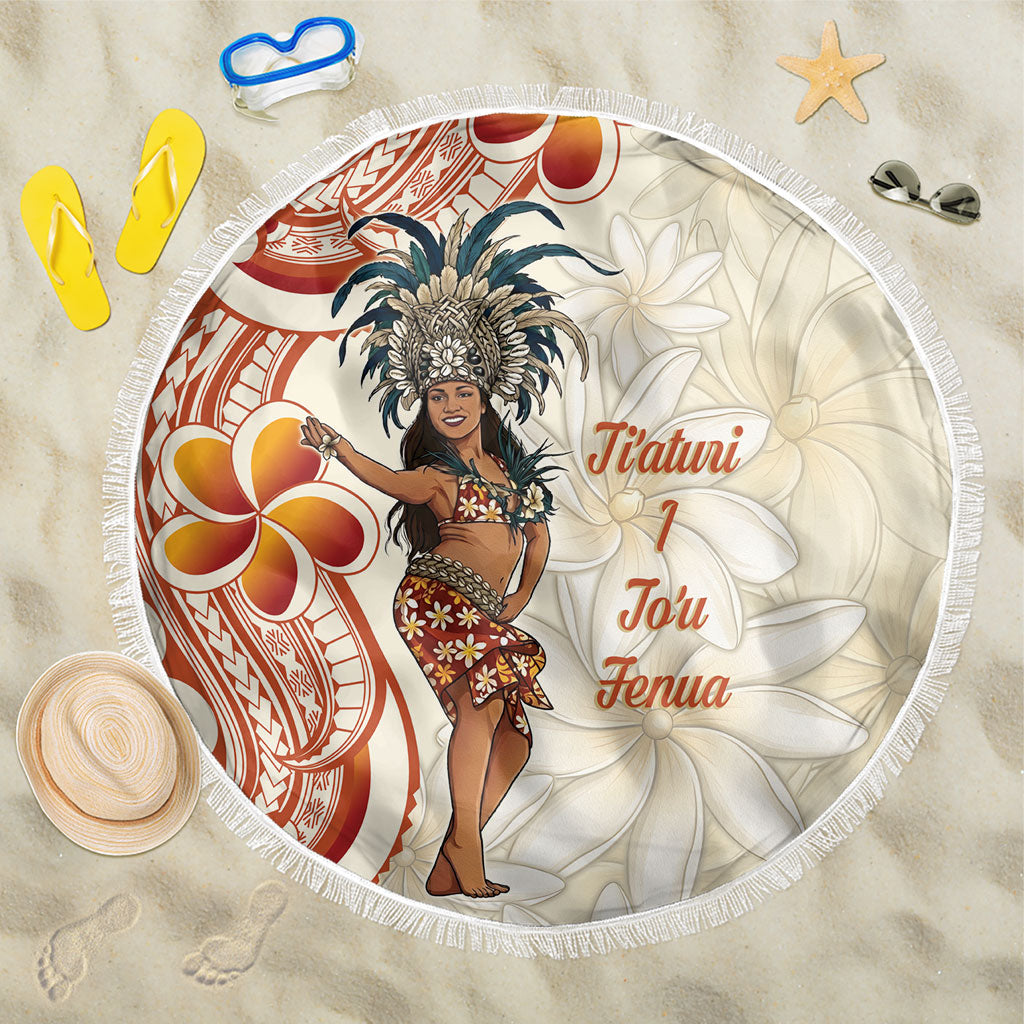 Heiva i Tahiti Beach Blanket Ori Tahitian Dance Tiare Maori LT14 One Size 150cm Beige - Polynesian Pride
