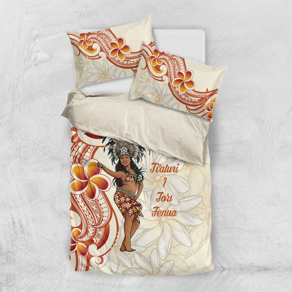 Heiva i Tahiti Bedding Set Ori Tahitian Dance Tiare Maori LT14 US Twin 172cm x 218cm Beige - Polynesian Pride