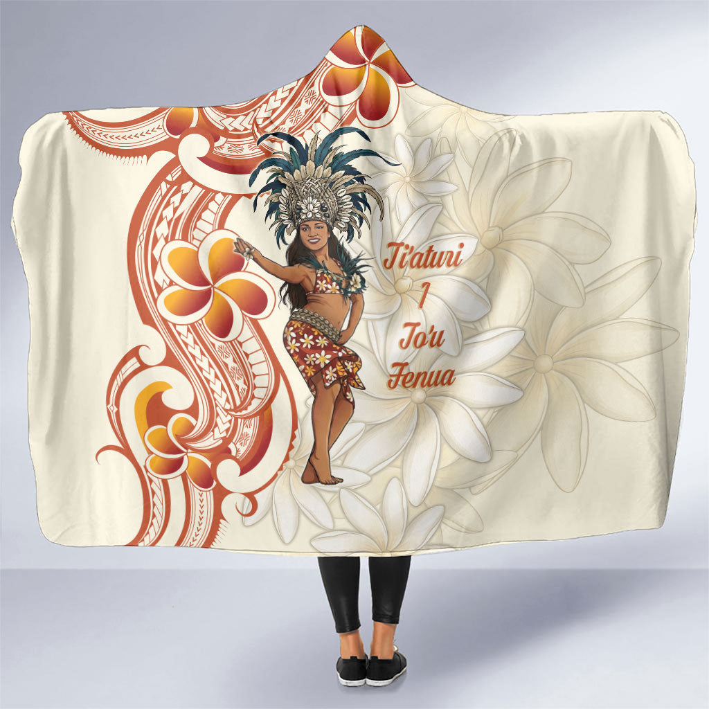 Heiva i Tahiti Hooded Blanket Ori Tahitian Dance Tiare Maori LT14 One Size Beige - Polynesian Pride