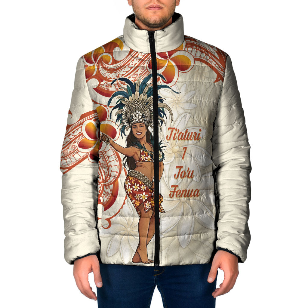 Heiva i Tahiti Padded Jacket Ori Tahitian Dance Tiare Maori LT14 Men Beige - Polynesian Pride