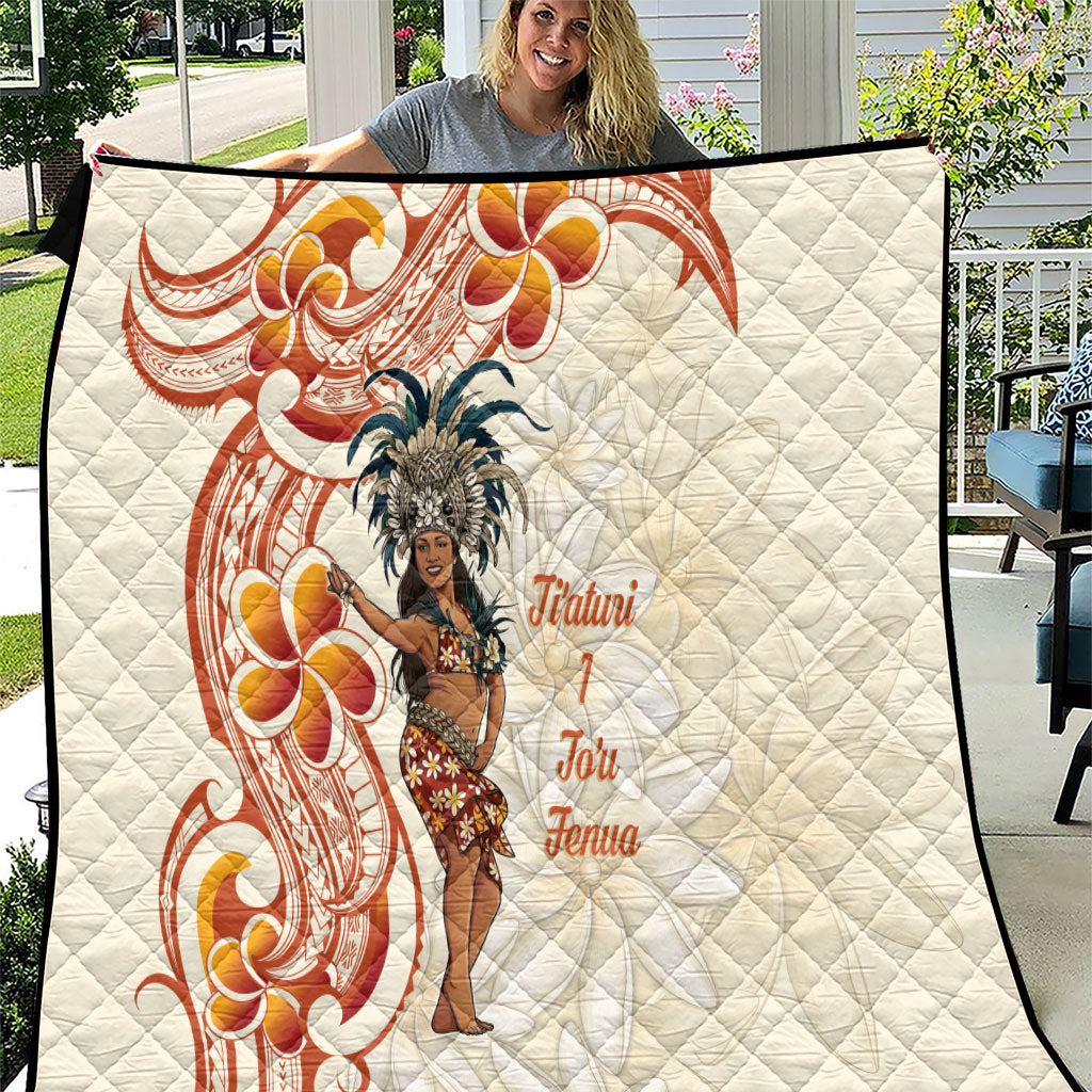 Heiva i Tahiti Quilt Ori Tahitian Dance Tiare Maori LT14 Beige - Polynesian Pride