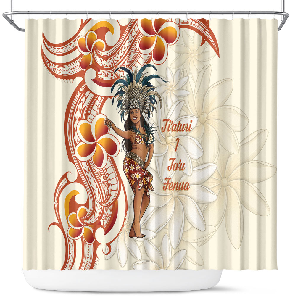 Heiva i Tahiti Shower Curtain Ori Tahitian Dance Tiare Maori LT14 Beige - Polynesian Pride