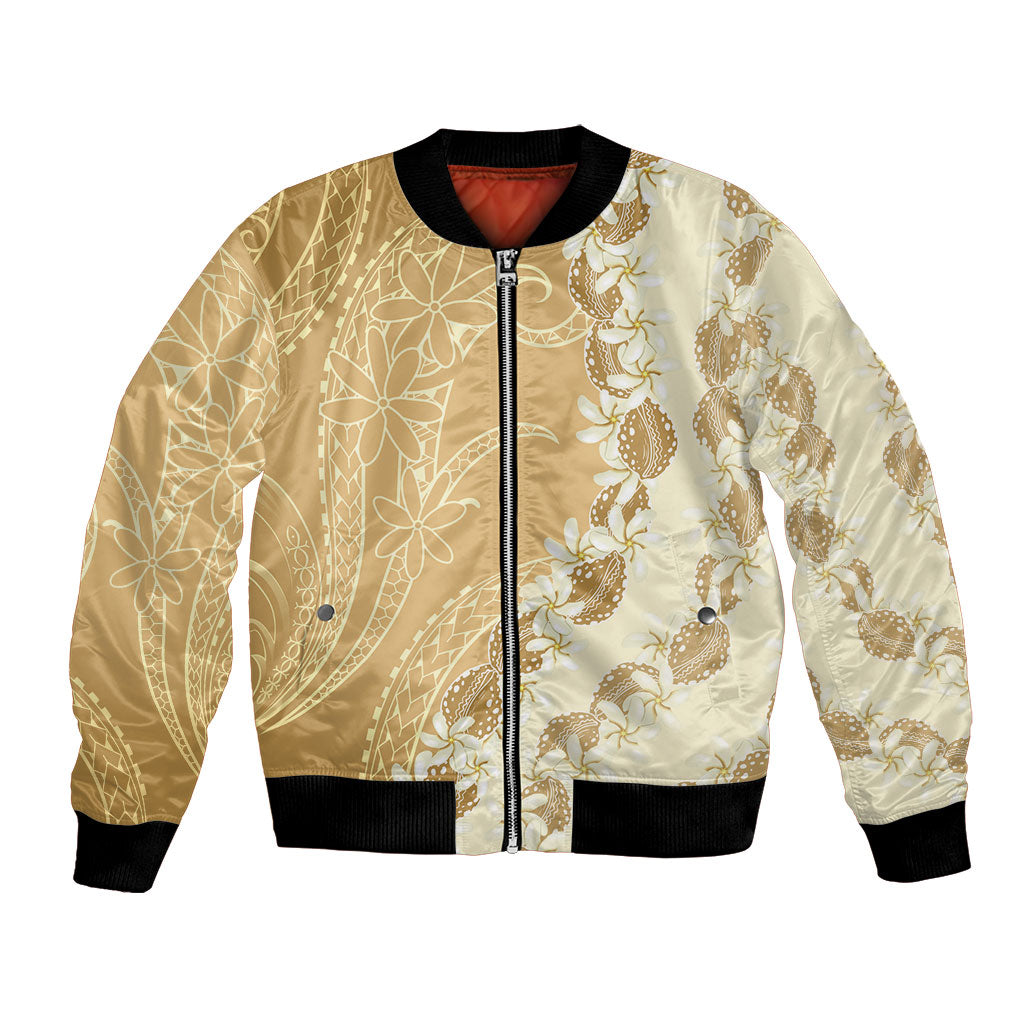Heiva i Tahiti Bomber Jacket Tahitian Tiare Maori Cowrie Lei Brown LT14 Unisex Brown - Polynesian Pride