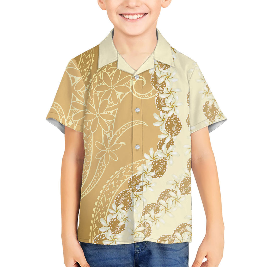 Heiva i Tahiti Kid Hawaiian Shirt Tahitian Tiare Maori Cowrie Lei Brown LT14 Kid Brown - Polynesian Pride