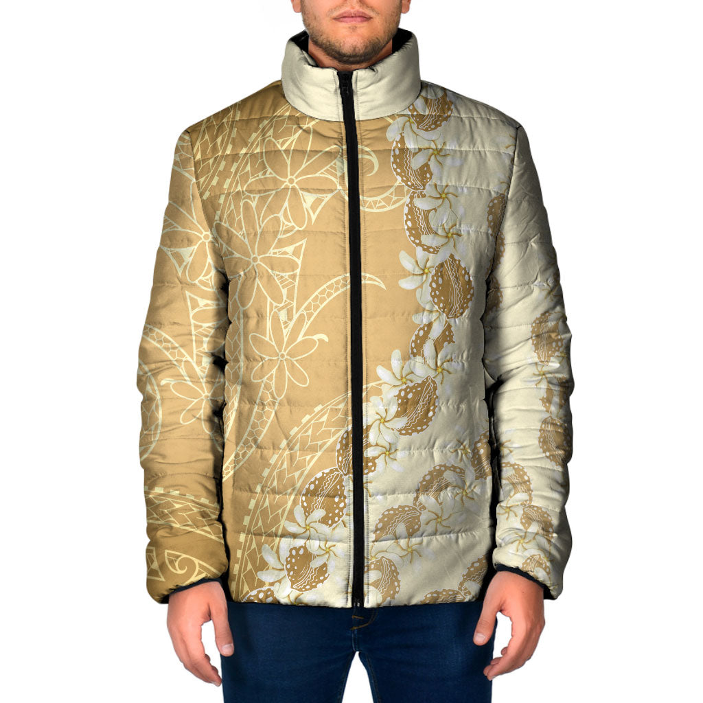 Heiva i Tahiti Padded Jacket Tahitian Tiare Maori Cowrie Lei Brown LT14 Men Brown - Polynesian Pride
