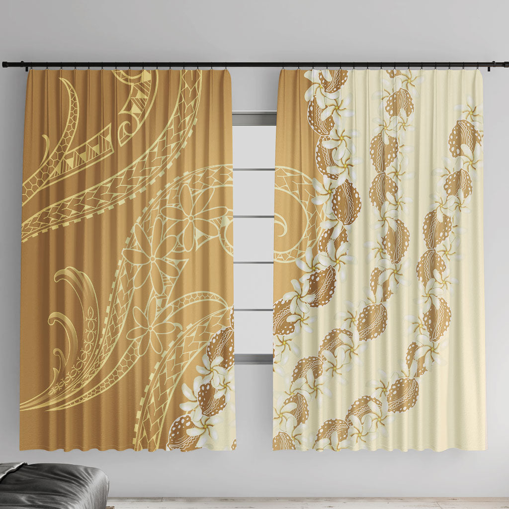 Heiva i Tahiti Window Curtain Tahitian Tiare Maori Cowrie Lei Brown LT14 With Hooks Brown - Polynesian Pride