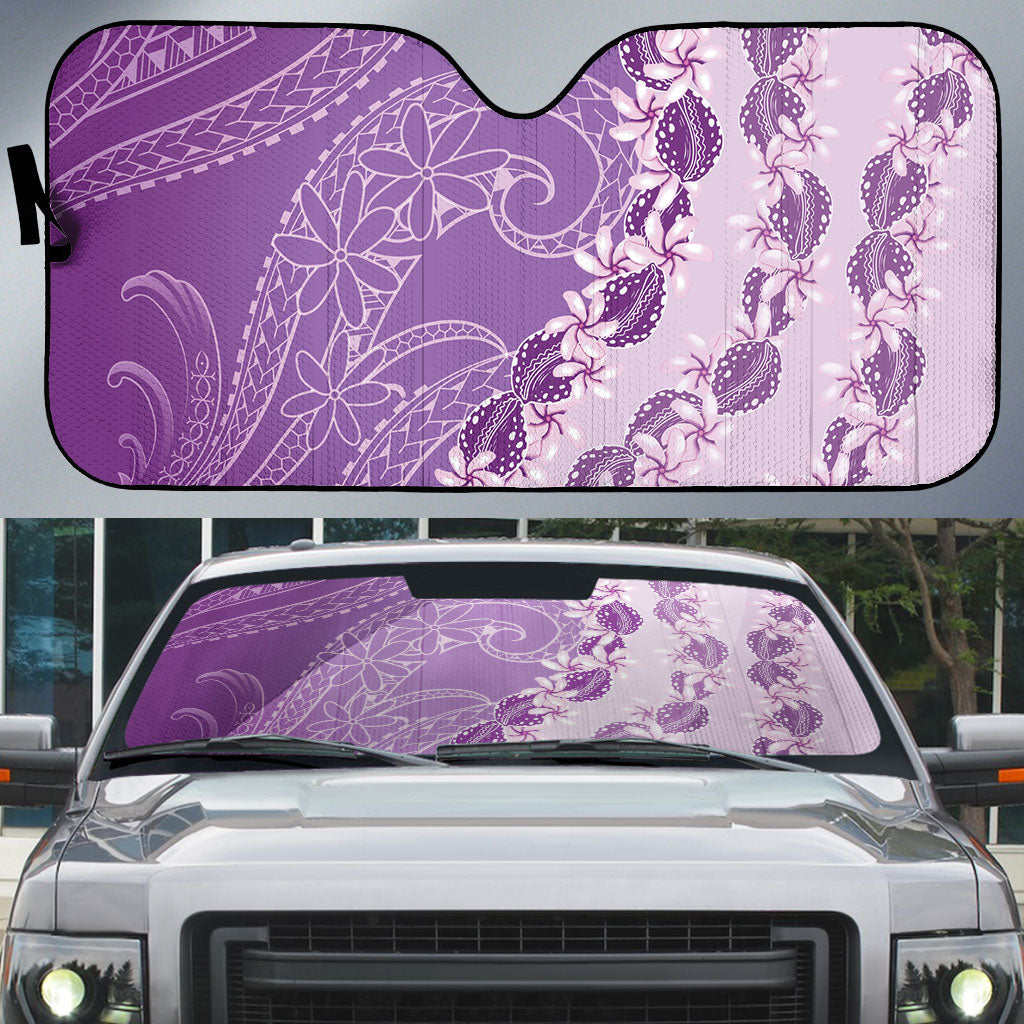 Heiva i Tahiti Auto Sun Shade Tahitian Tiare Maori Cowrie Lei Purple LT14 Purple - Polynesian Pride