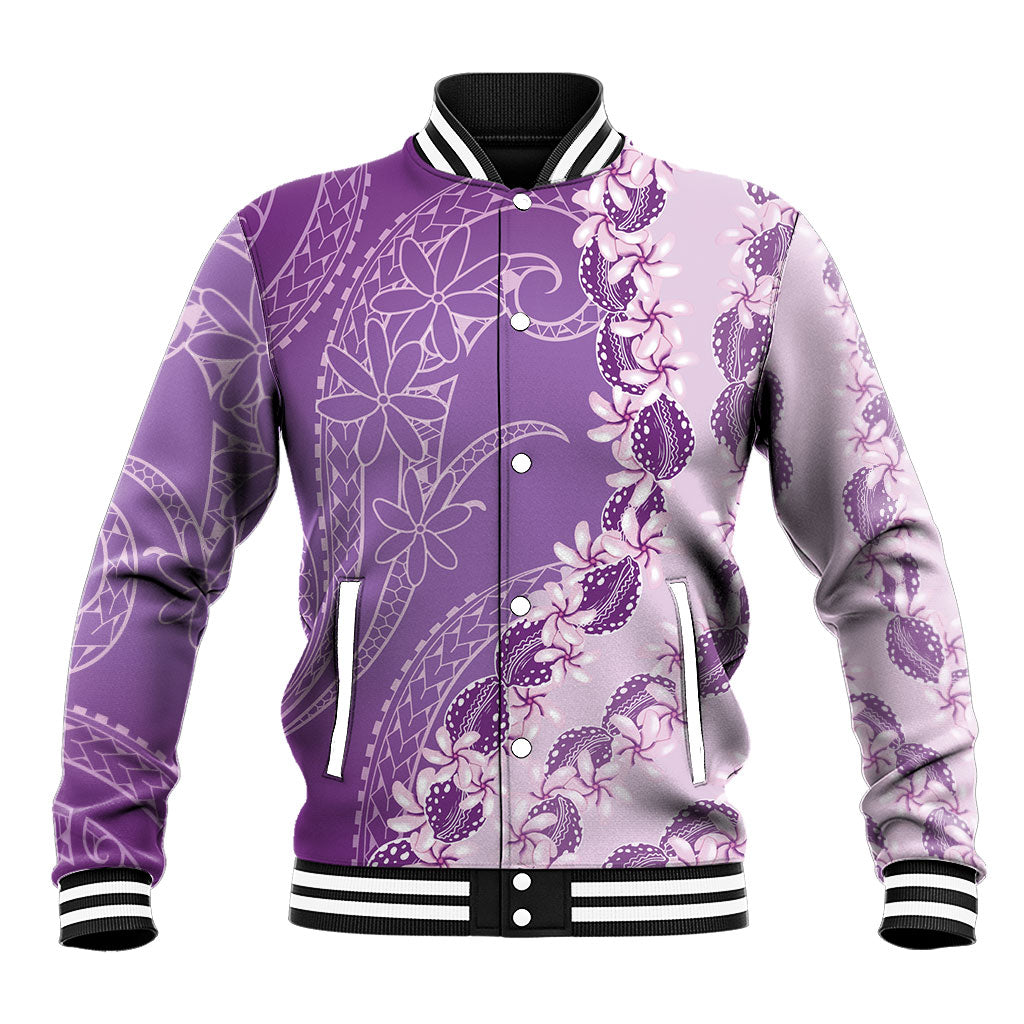 Heiva i Tahiti Baseball Jacket Tahitian Tiare Maori Cowrie Lei Purple LT14 Unisex Purple - Polynesian Pride
