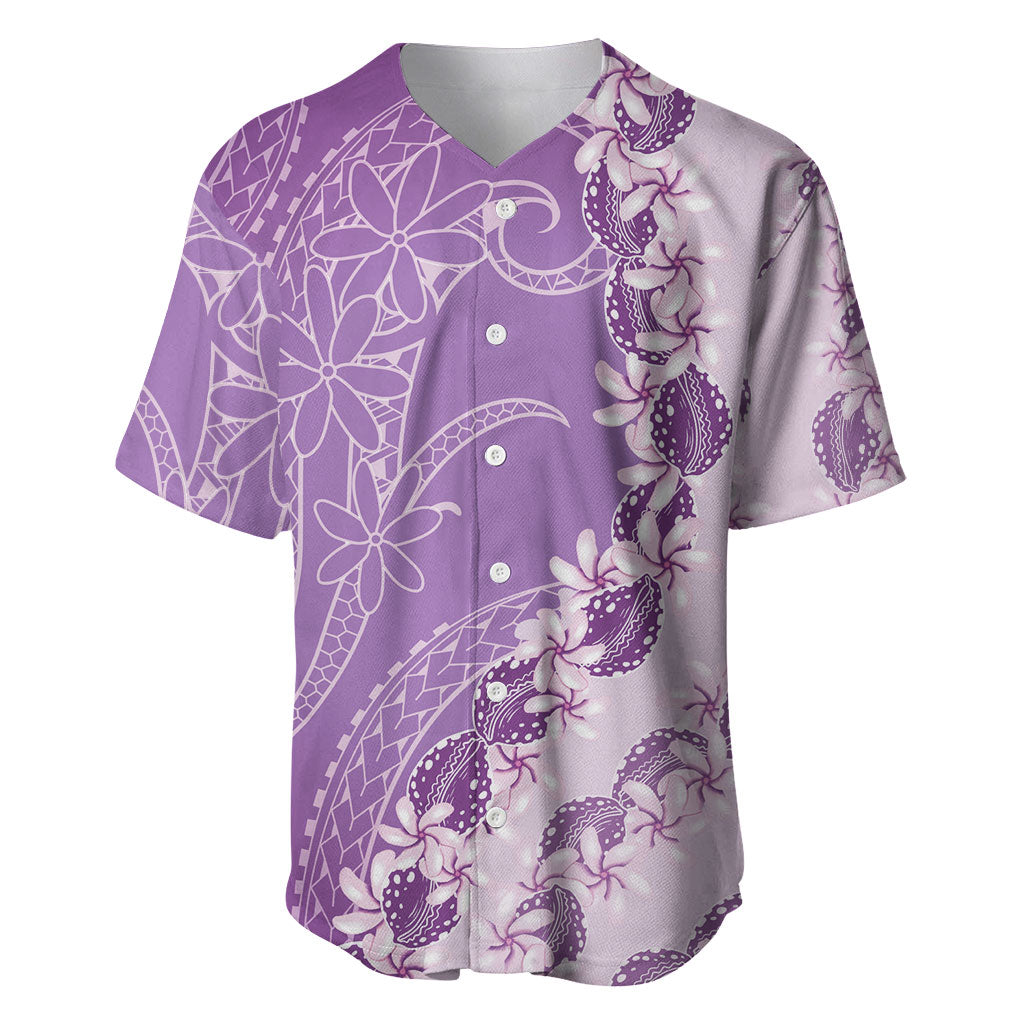 Heiva i Tahiti Baseball Jersey Tahitian Tiare Maori Cowrie Lei Purple LT14 Purple - Polynesian Pride