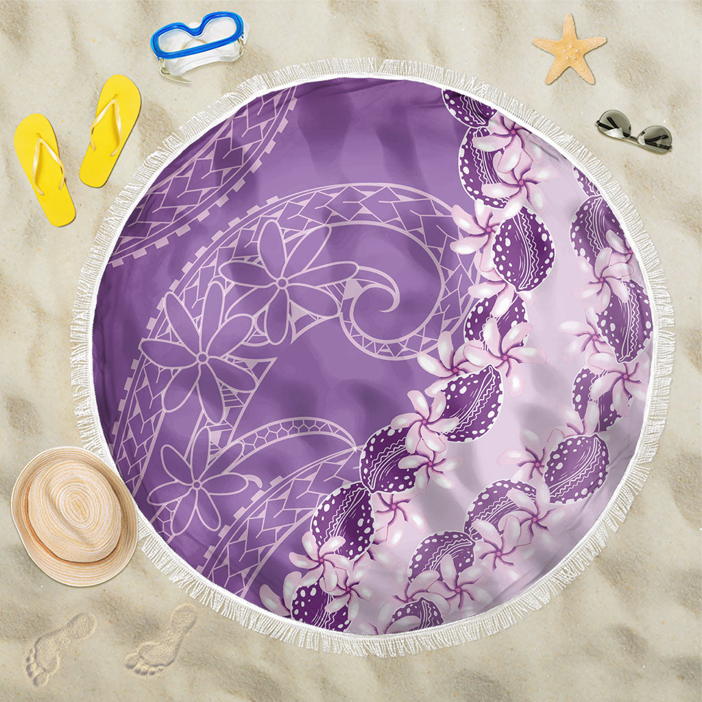 Heiva i Tahiti Beach Blanket Tahitian Tiare Maori Cowrie Lei Purple LT14 One Size 150cm Purple - Polynesian Pride
