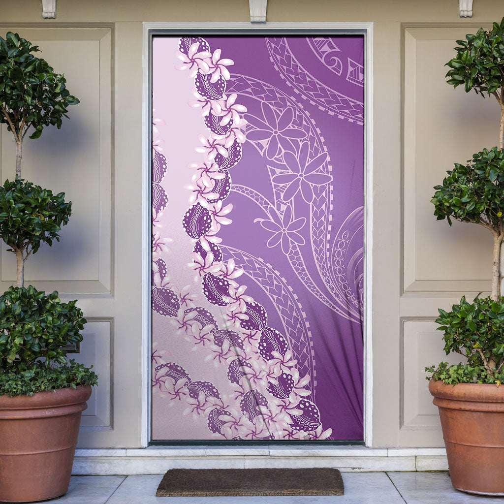 Heiva i Tahiti Door Cover Tahitian Tiare Maori Cowrie Lei Purple LT14 Purple - Polynesian Pride
