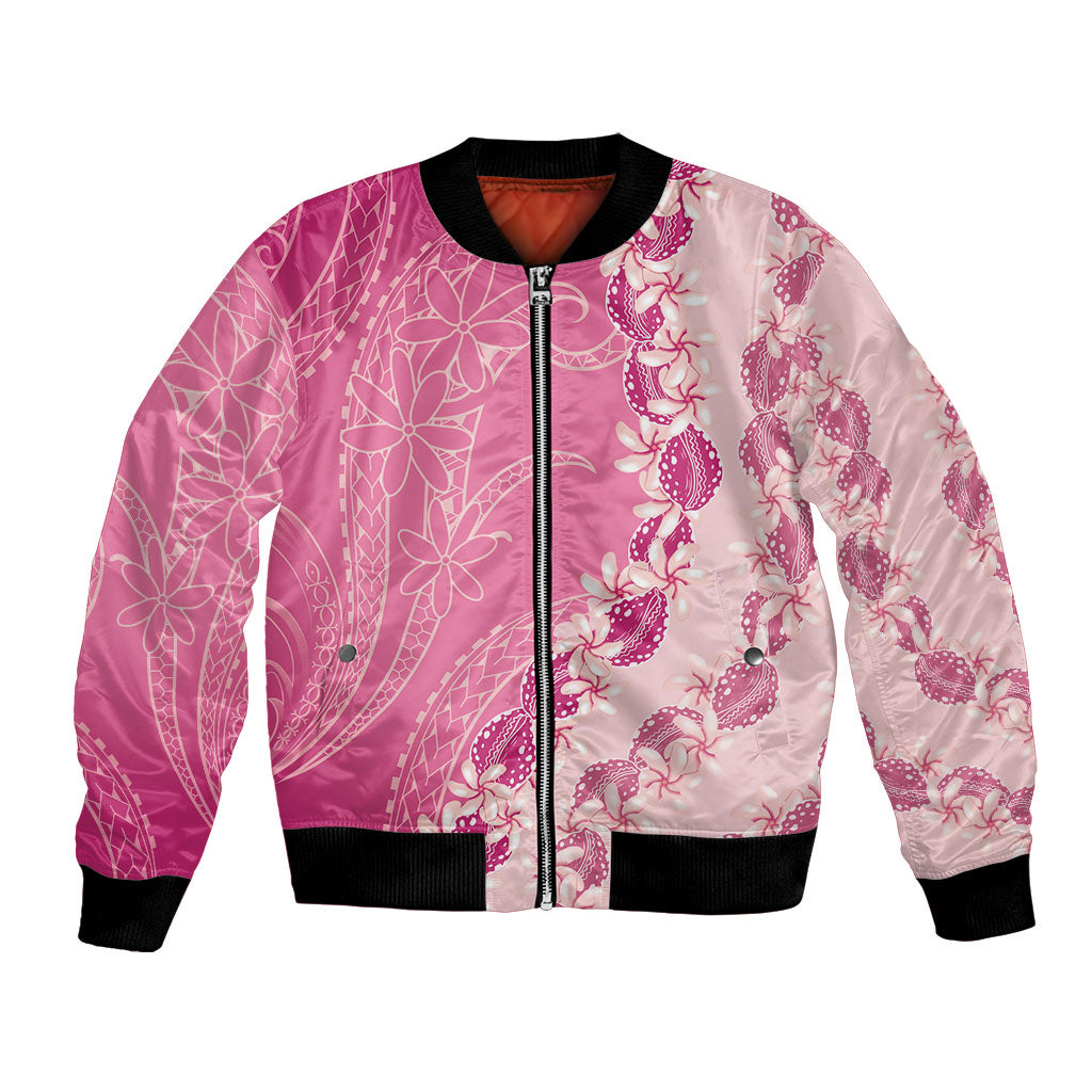 Heiva i Tahiti Bomber Jacket Tahitian Tiare Maori Cowrie Lei Pink LT14 Unisex Pink - Polynesian Pride