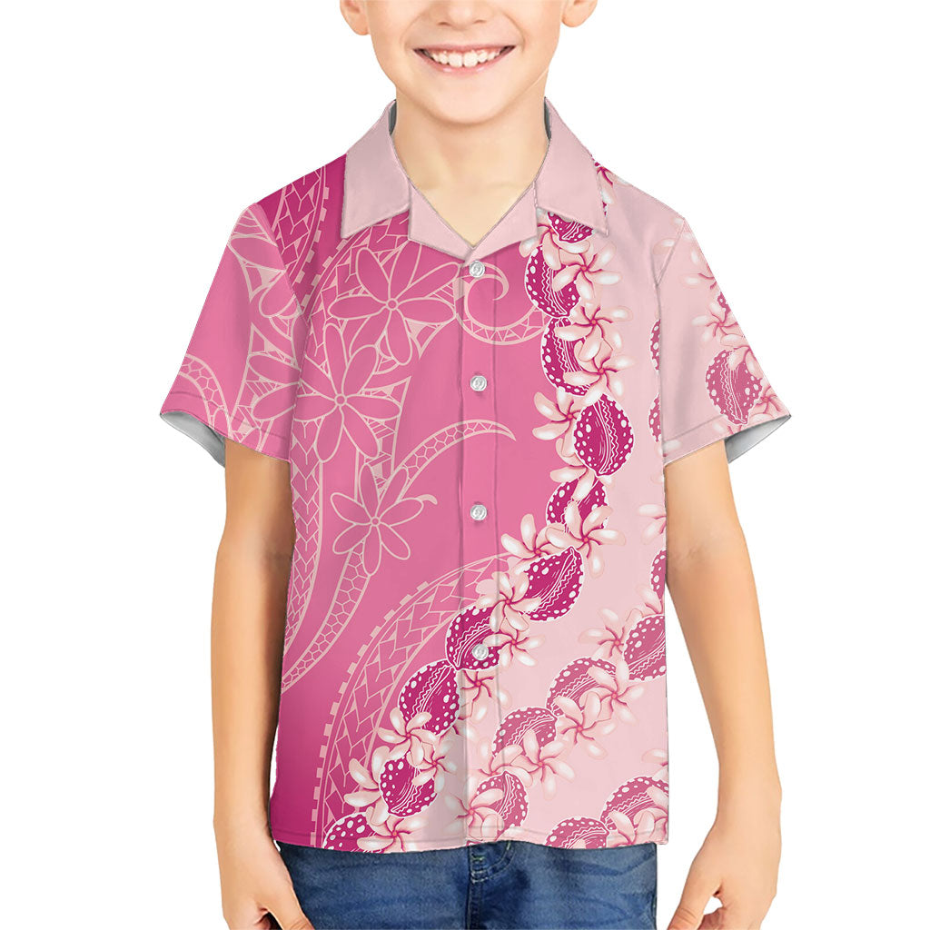 Heiva i Tahiti Kid Hawaiian Shirt Tahitian Tiare Maori Cowrie Lei Pink LT14 Kid Pink - Polynesian Pride