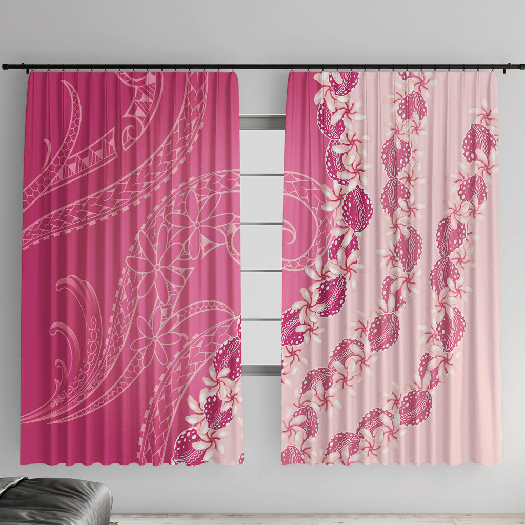 Heiva i Tahiti Window Curtain Tahitian Tiare Maori Cowrie Lei Pink LT14 With Hooks Pink - Polynesian Pride