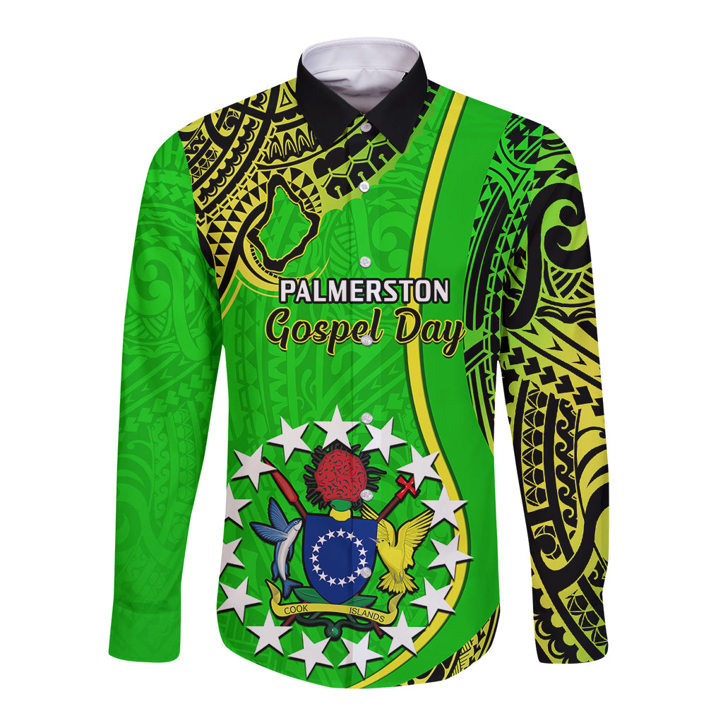 25 May Palmerston Island Gospel Day Long Sleeve Button Shirt Cook Islands Tribal Pattern LT14 Unisex Green - Polynesian Pride