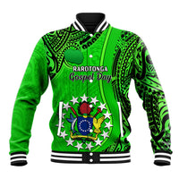 25 July Rarotonga Island Gospel Day Baseball Jacket Cook Islands Tribal Pattern LT14 Unisex Green - Polynesian Pride