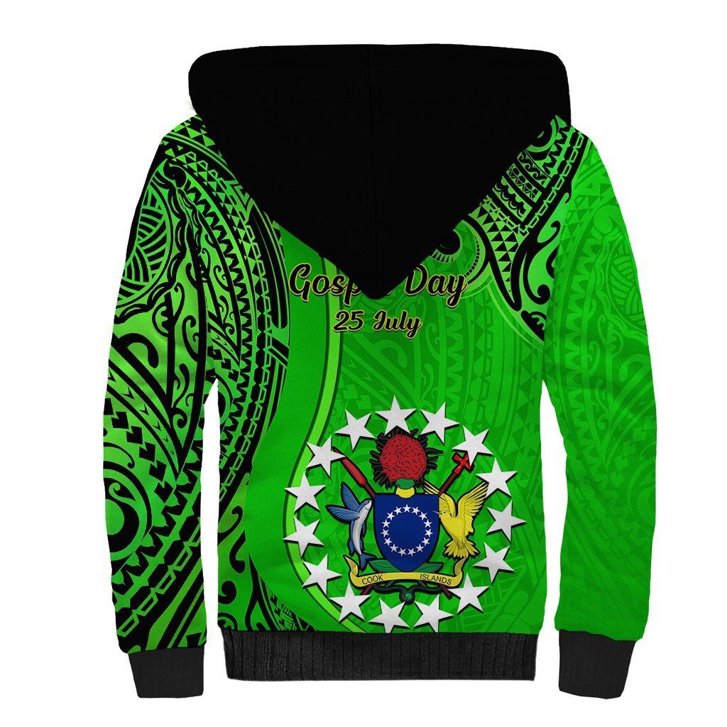 25 July Rarotonga Island Gospel Day Sherpa Hoodie Cook Islands Tribal Pattern LT14 - Polynesian Pride